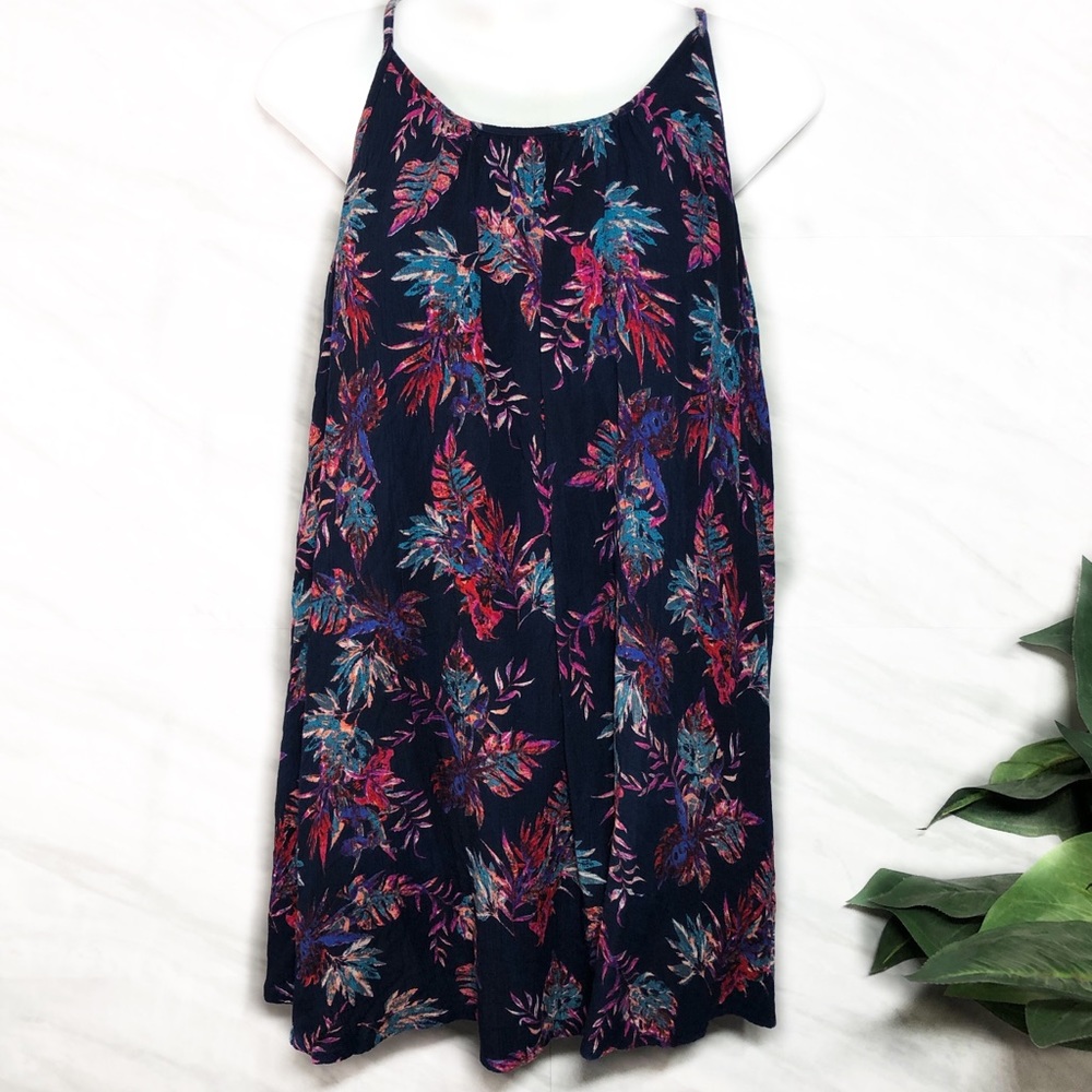 Roxy Blue Pink Halter Sundress Midi